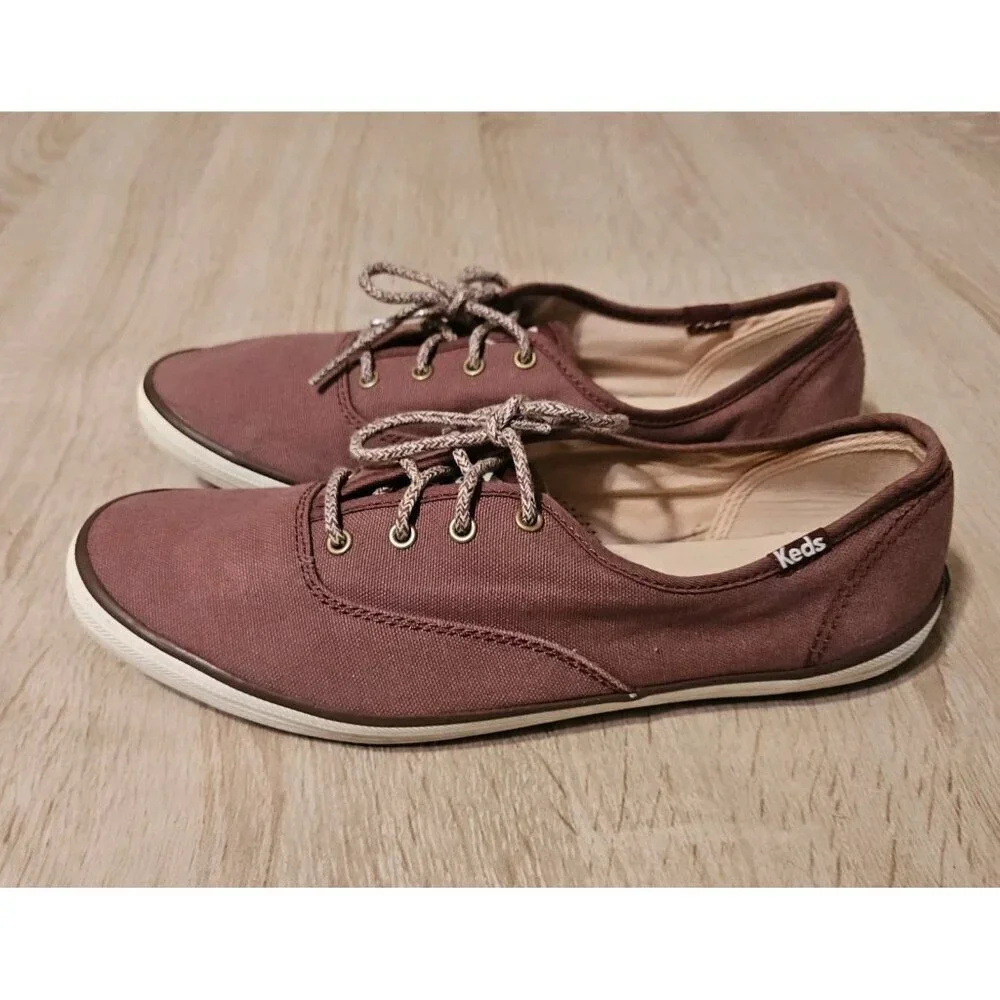 Keds Size 8.5 Womens Canvas Comfort Flats Shoes Sneakers Bergundy
